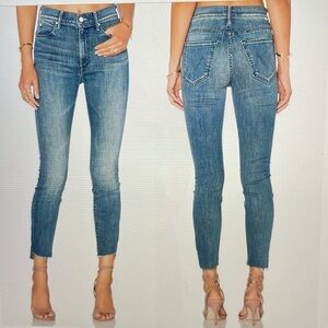 MOTHER STUNNER Zip Ankle Step Fray blue Jean size 27